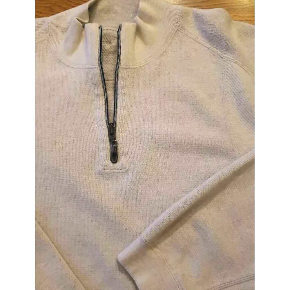 Tommy Bahama Sweater Mens White / Gray 1/4 Zip Golf Pullover Reversible sz Large